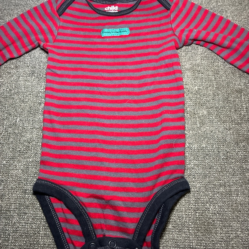 Carter's Red and Gray Striped Bodysuit